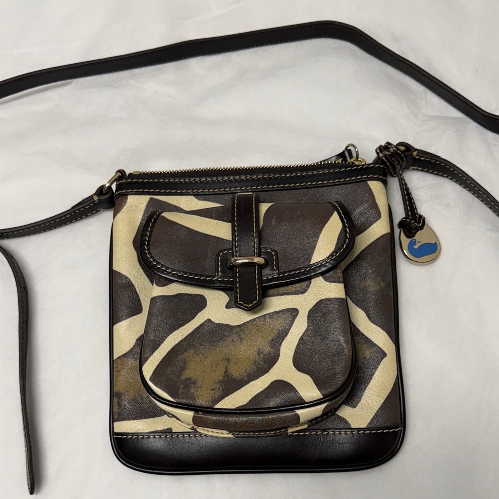 Dooney & Bourke Brown and Cream Giraffe-Print Crossbody